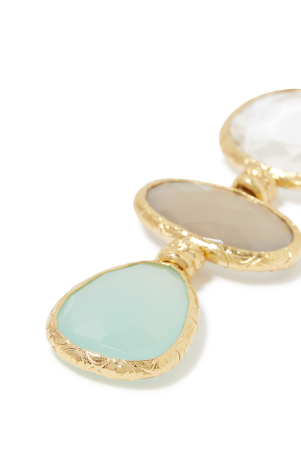 Silene Clip-On Earrings Large, 24k Gold-Plated Brass & Gemstones